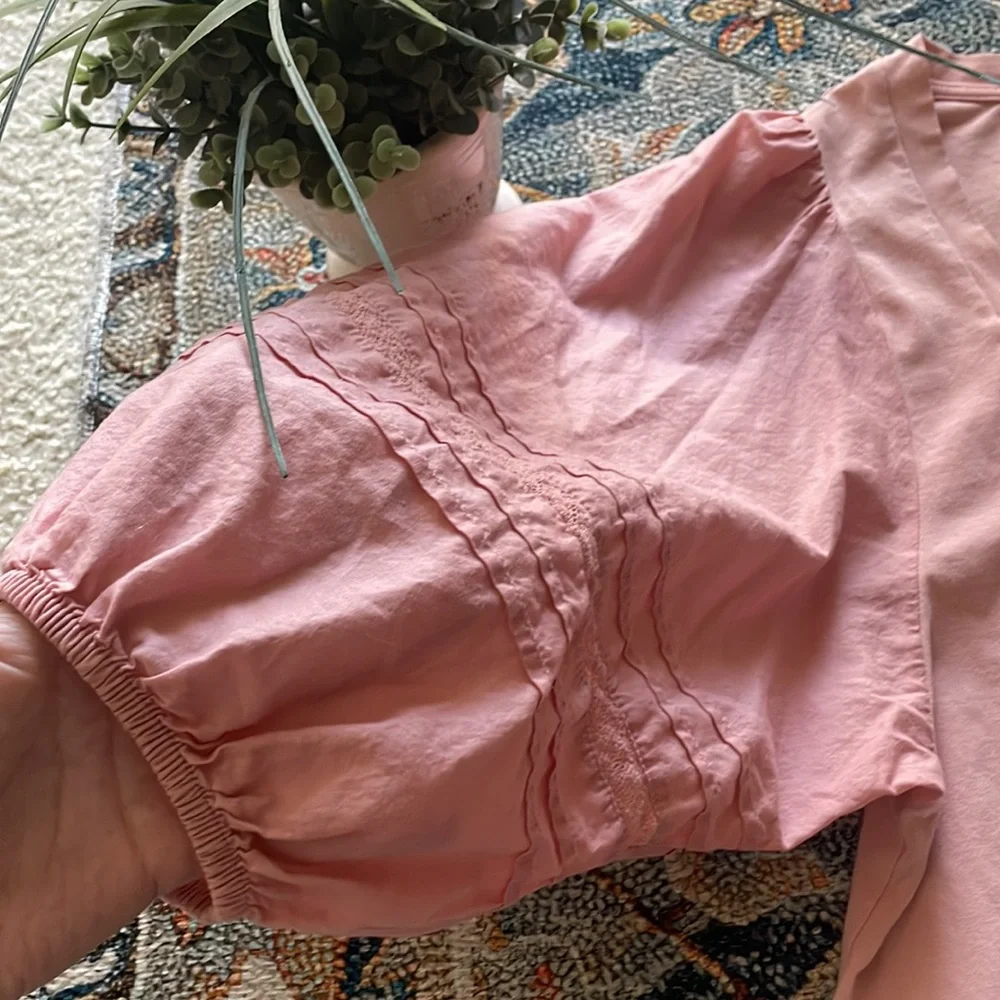 LC Lauren Conrad Pink Bubble Sleeve Top - Picture 4 of 8